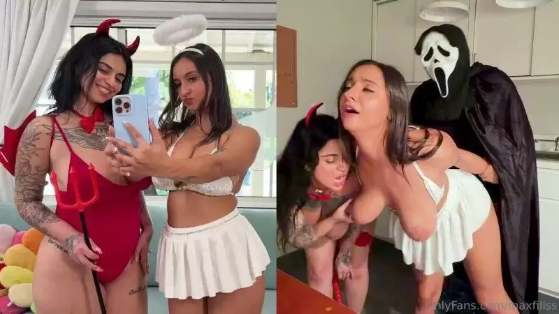 Hailey Rose & Azzy Star – I Stalked And Fucked Two Girls As They Dressed For Halloween Video Leaked